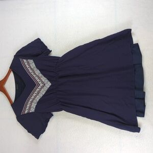 Mikarose Royal Blue Embroidered Modest Empire‎ Waist Dress M